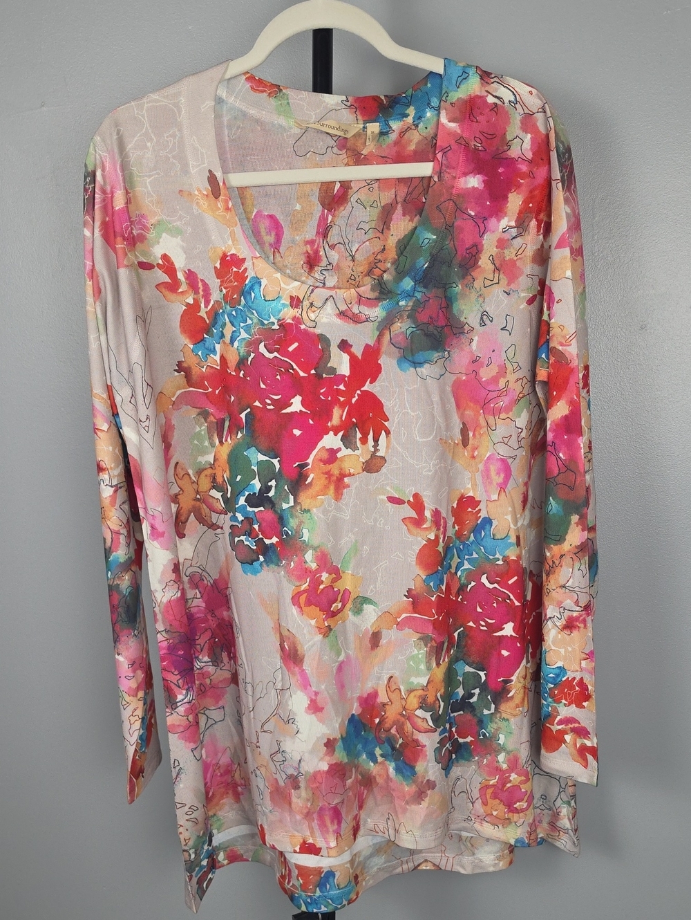 Soft Surroundings Izumi Tunic in Artist Floral Multi-colored, Women's Size XL